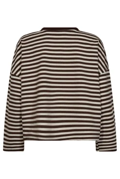 Stribet sweatshirt med hjerte på brystet