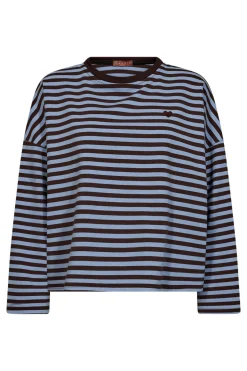 Stribet sweatshirt med hjerte på brystet
