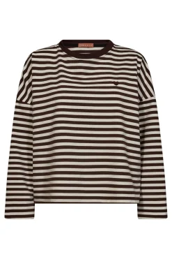 Stribet sweatshirt med hjerte på brystet