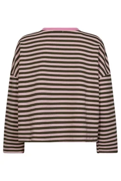 Stribet sweatshirt med hjerte på brystet