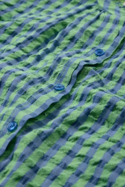 Ternet skjortebluse i struktureret materiale