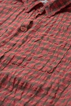 Ternet skjortekjole i struktureret materiale