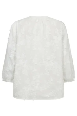 Via - Bluse med broderi og trekvartærmer