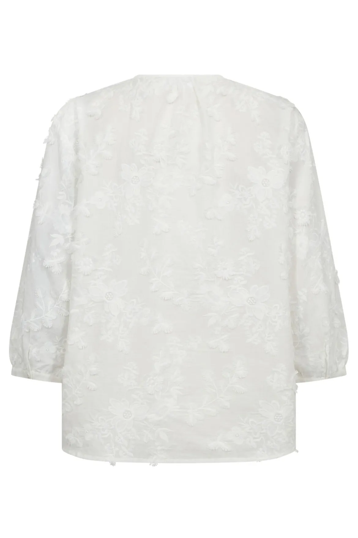 Via - Bluse med broderi og trekvartærmer
