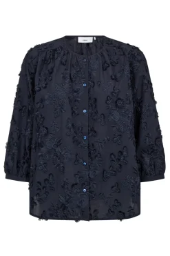 Via - Bluse med broderi og trekvartærmer