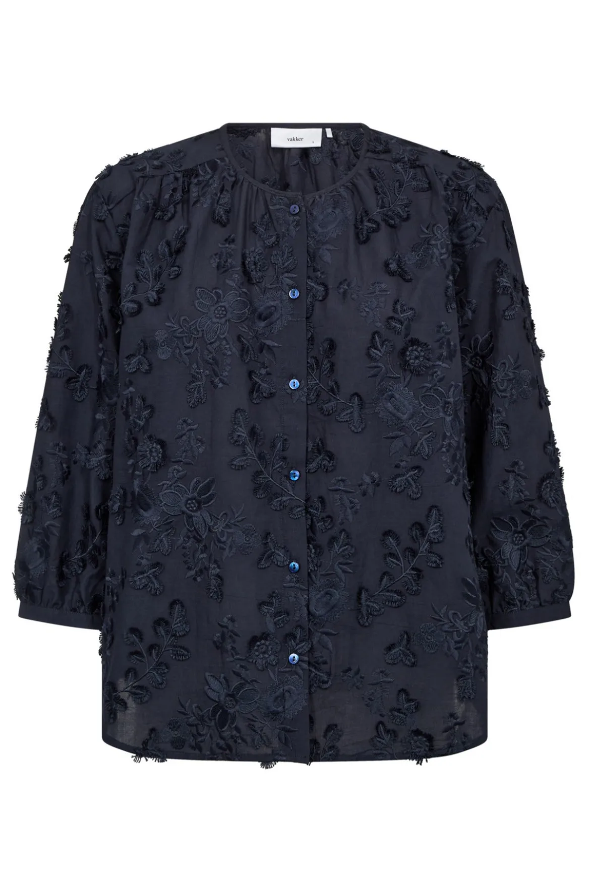 Via - Bluse med broderi og trekvartærmer
