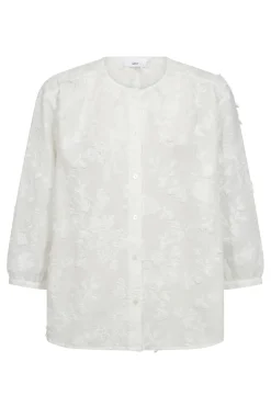 Via - Bluse med broderi og trekvartærmer