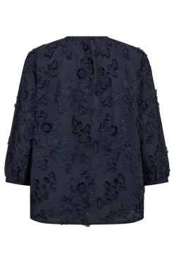 Via - Bluse med broderi og trekvartærmer