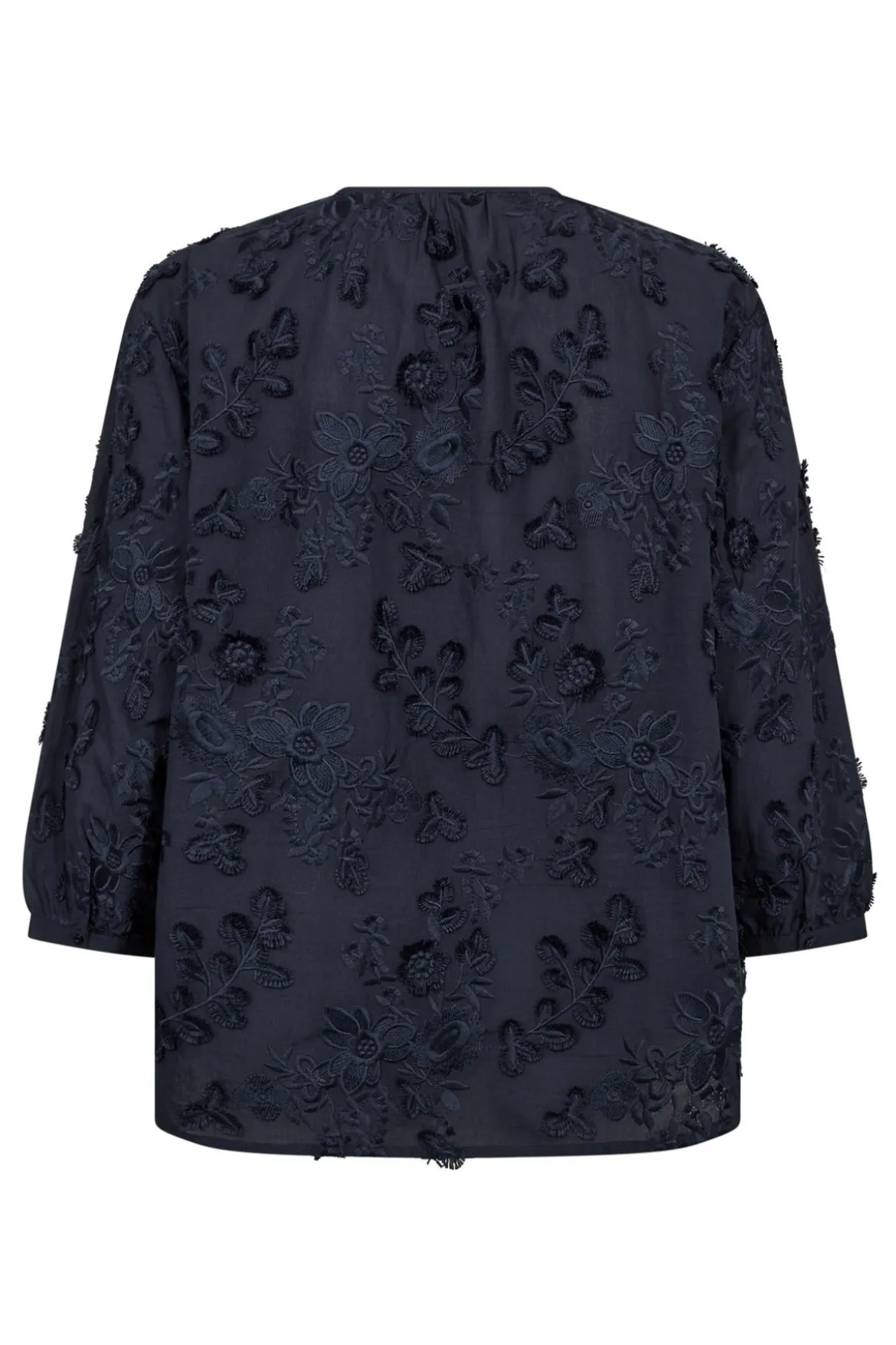 Via - Bluse med broderi og trekvartærmer
