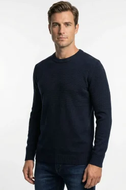Vilmar - Pullover med struktur og rund halsudskæring