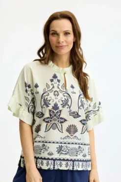 Violet - Bluse med flæsedetaljer