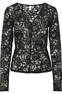 YAS YASLACEY LS V-NECK LACE TOP S. NOOS