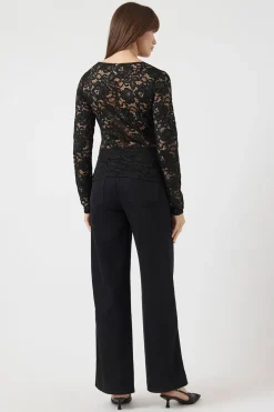 YAS YASLACEY LS V-NECK LACE TOP S. NOOS